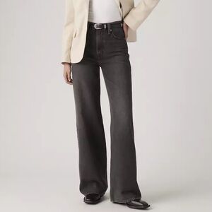 High rise ribcage wide leg denim